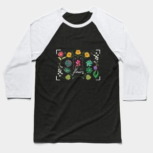 Blackboard Flowers Baseball T-Shirt